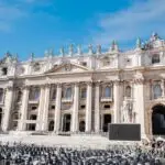 Saint Peter's Basilica facade, Vatican City, sunny day