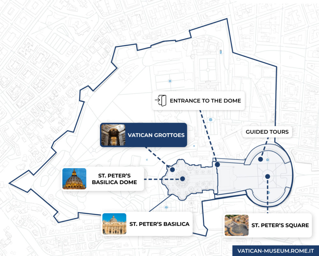 Carte montrant les principaux sites du Vatican.